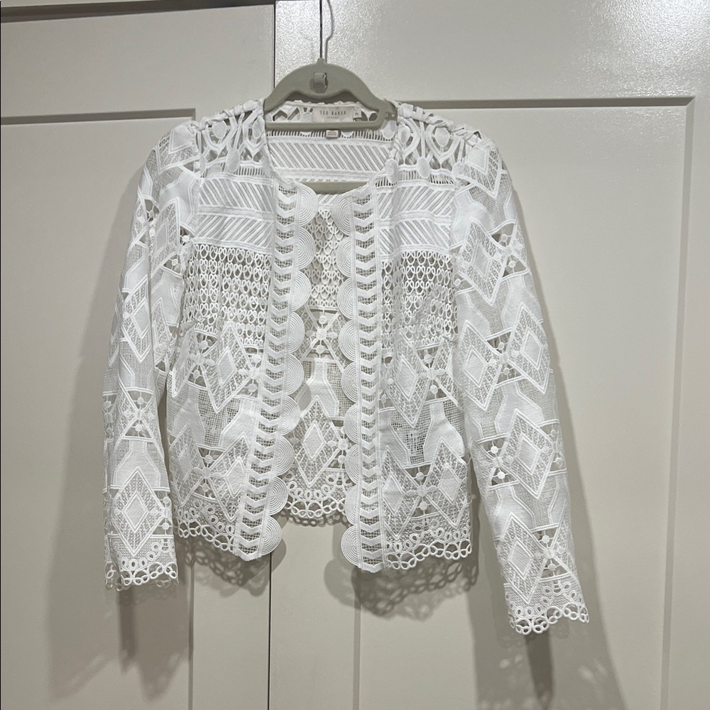 Ted Baker White Crochet Lace Top / Jacket NWOT